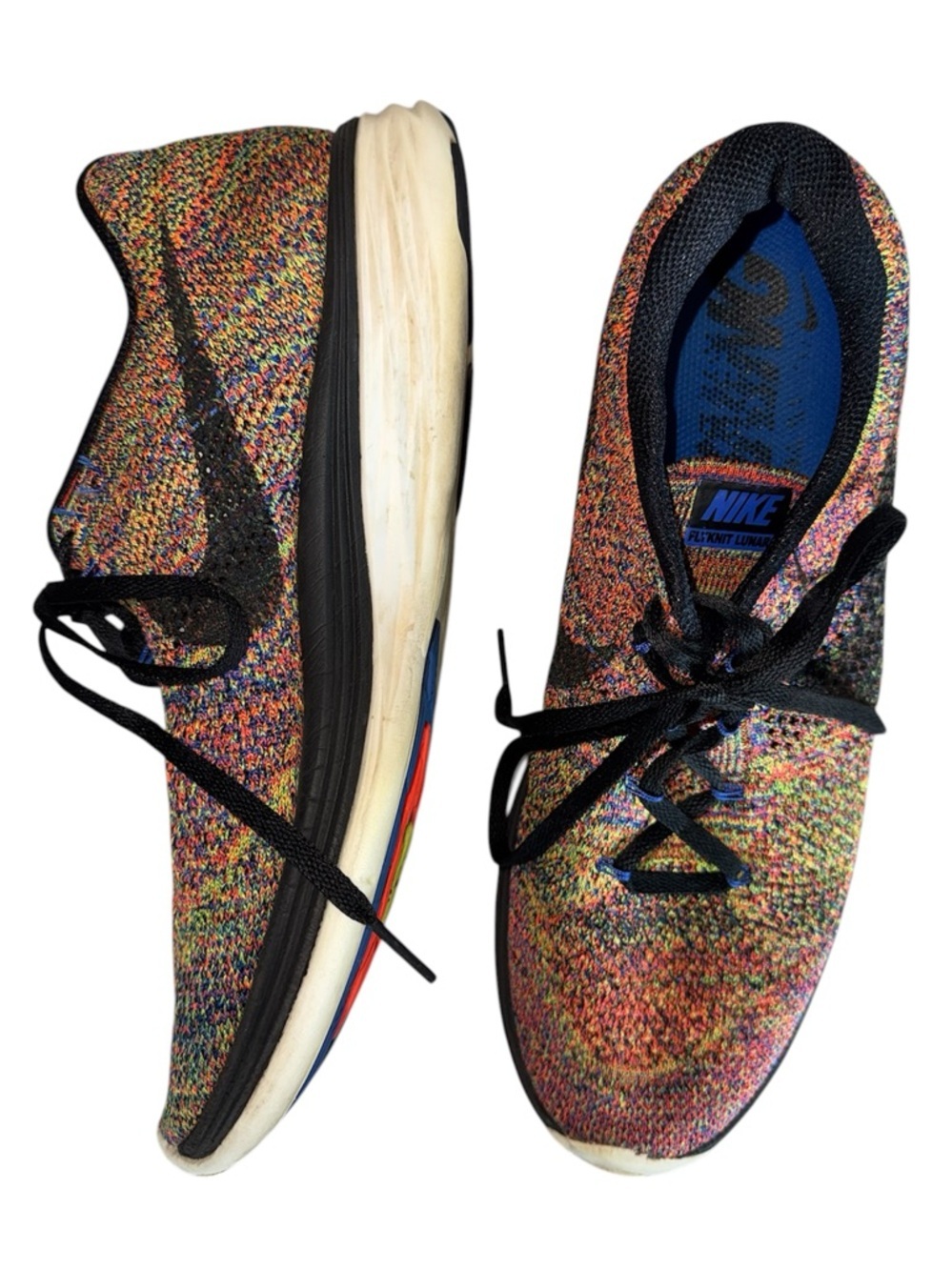 Nike Multicolor Flyknit Running Shoes with Black Swoosh 10.5